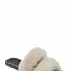 Bamboo Fullmoon15 Furry Double Strap Slide In Sandals - Faux Fur Indoor Outdoor Slipper New