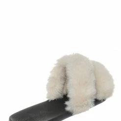 Bamboo Fullmoon15 Furry Double Strap Slide In Sandals - Faux Fur Indoor Outdoor Slipper New