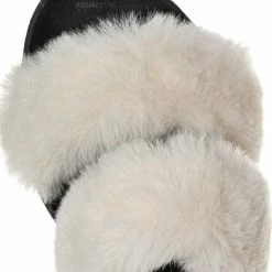 Bamboo Fullmoon15 Furry Double Strap Slide In Sandals - Faux Fur Indoor Outdoor Slipper New