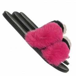 Bamboo Fullmoon15 Furry Double Strap Slide In Sandals - Faux Fur Indoor Outdoor Slipper New