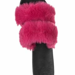 Bamboo Fullmoon15 Furry Double Strap Slide In Sandals - Faux Fur Indoor Outdoor Slipper New