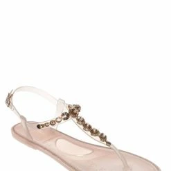 Bamboo Gather06 Jewel Lucite Jelly Flat Sandal - Clear Translucent Rhinestone Shoes