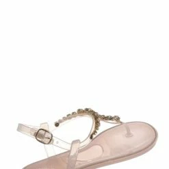 Bamboo Gather06 Jewel Lucite Jelly Flat Sandal - Clear Translucent Rhinestone Shoes