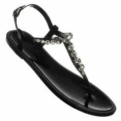 Bamboo Gather06 Jewel Lucite Jelly Flat Sandal - Clear Translucent Rhinestone Shoes