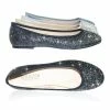 Gigi6 By Bamboo Women's Round Toe Ballet Flats With Iridescent Rhinestone Studs On Glitter Vamp