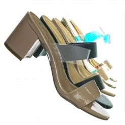 Bamboo New Headline13 Iridescent Lucite Strap Mule - Womens Open Toe Chunky Heel Sandals