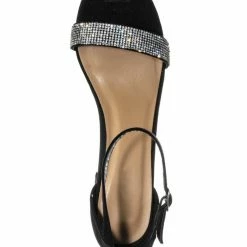 Bamboo New Headline31 Block Heel Rhinestone Crystal Sandal - Women Ankle Strap Dress Shoes