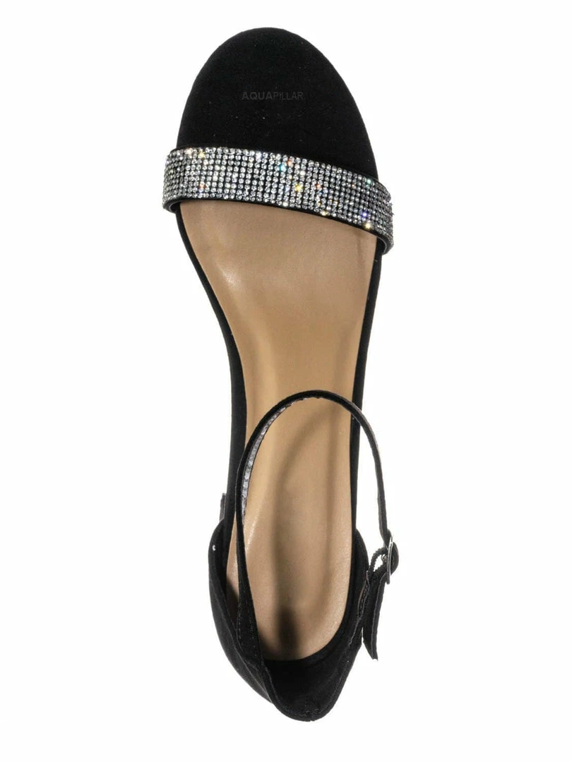 Bamboo New Headline31 Block Heel Rhinestone Crystal Sandal - Women Ankle Strap Dress Shoes