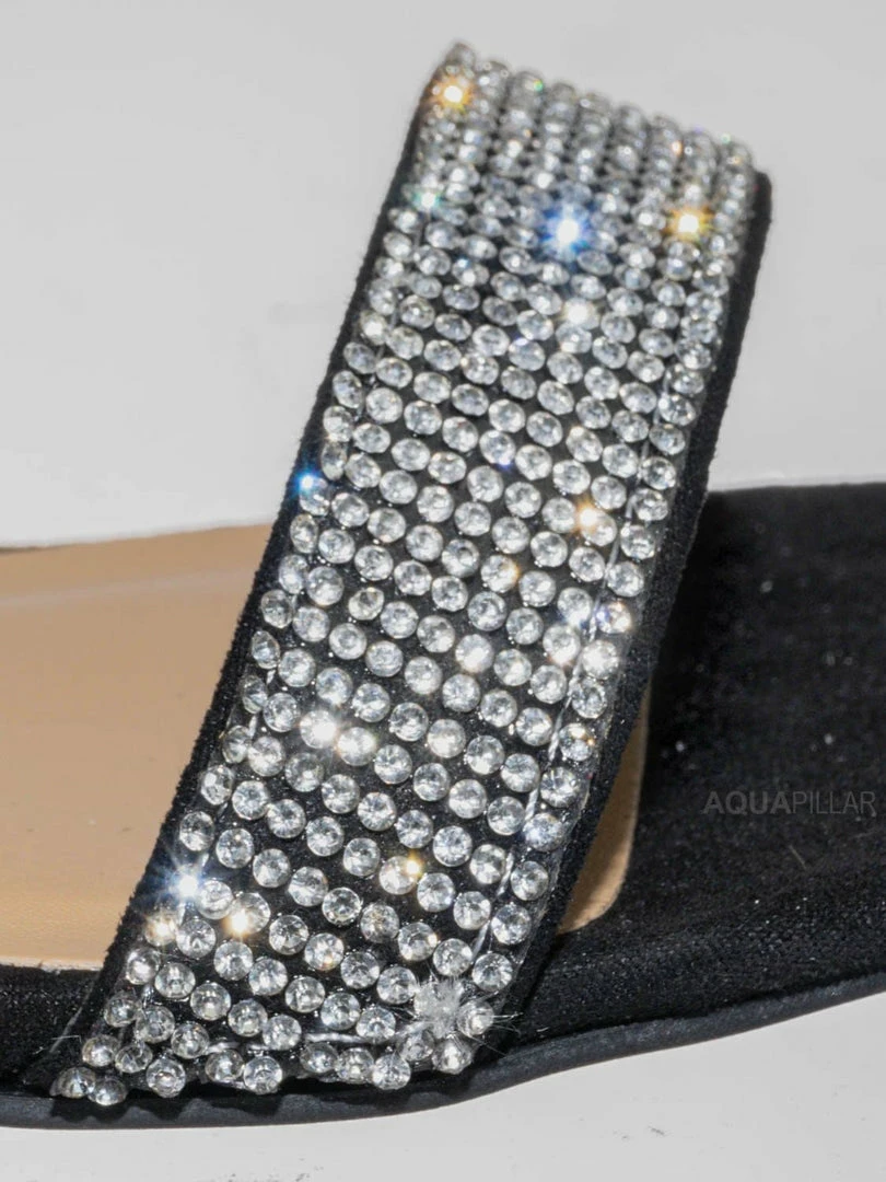 Bamboo New Headline31 Block Heel Rhinestone Crystal Sandal - Women Ankle Strap Dress Shoes