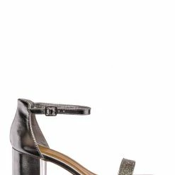 Bamboo New Headline31 Block Heel Rhinestone Crystal Sandal - Women Ankle Strap Dress Shoes