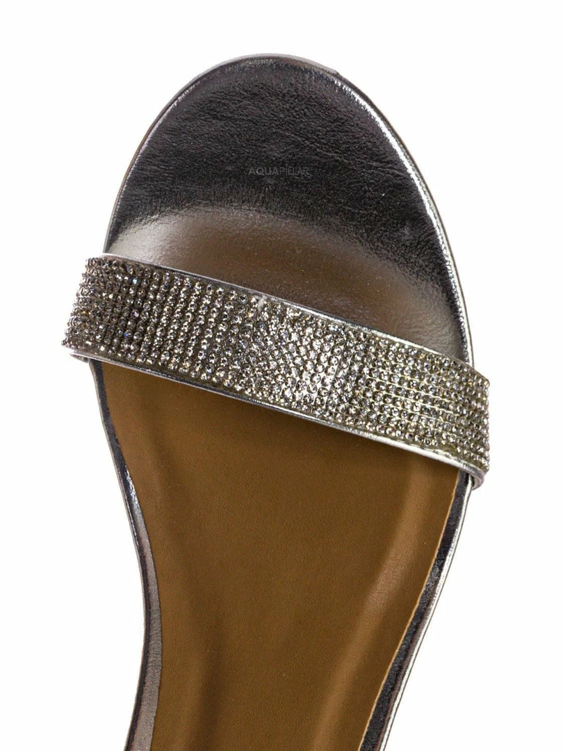 Bamboo New Headline31 Block Heel Rhinestone Crystal Sandal - Women Ankle Strap Dress Shoes