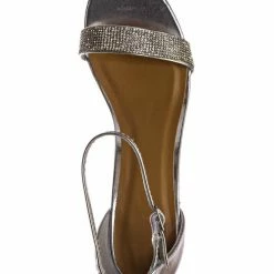 Bamboo New Headline31 Block Heel Rhinestone Crystal Sandal - Women Ankle Strap Dress Shoes