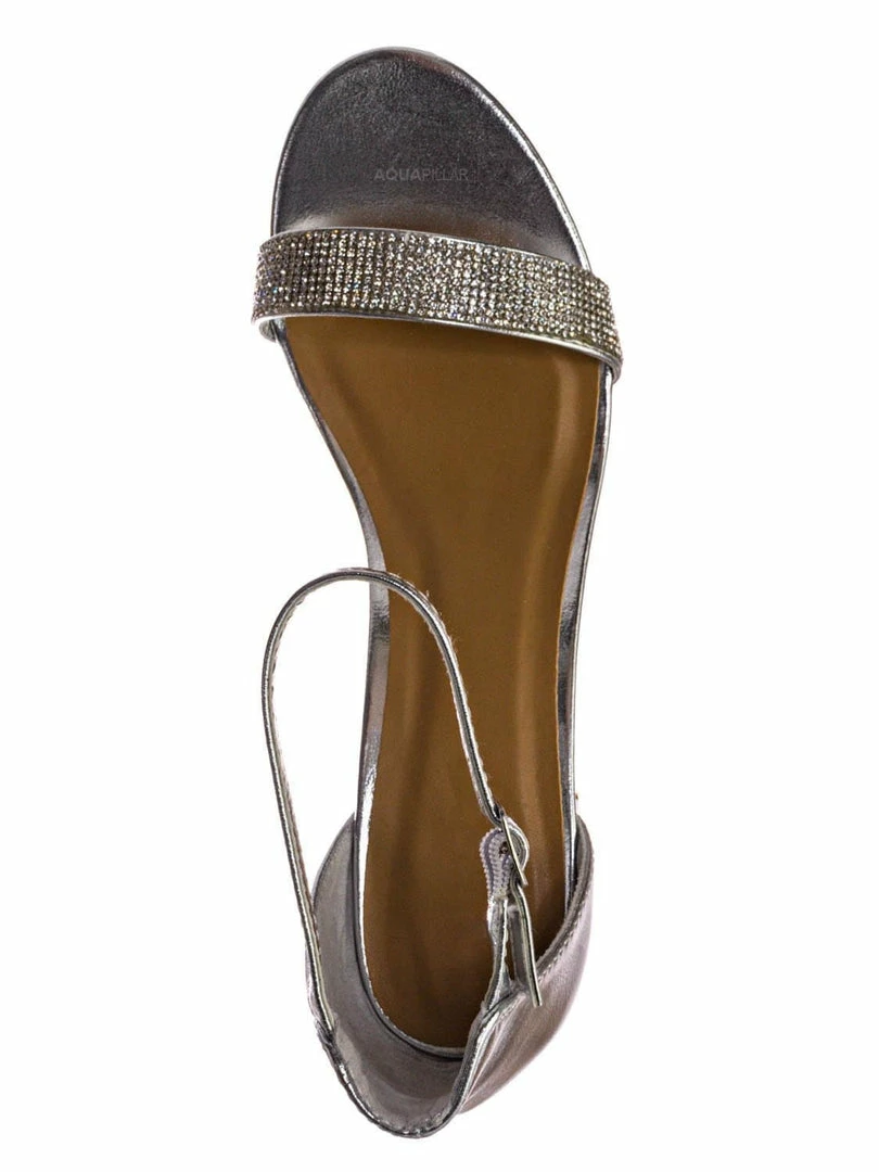 Bamboo New Headline31 Block Heel Rhinestone Crystal Sandal - Women Ankle Strap Dress Shoes