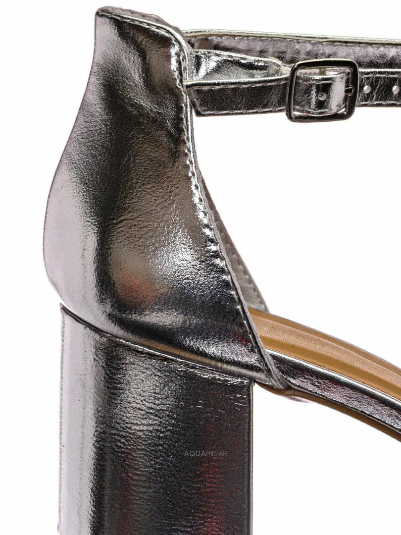 Bamboo New Headline31 Block Heel Rhinestone Crystal Sandal - Women Ankle Strap Dress Shoes