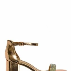 Bamboo New Headline31 Block Heel Rhinestone Crystal Sandal - Women Ankle Strap Dress Shoes