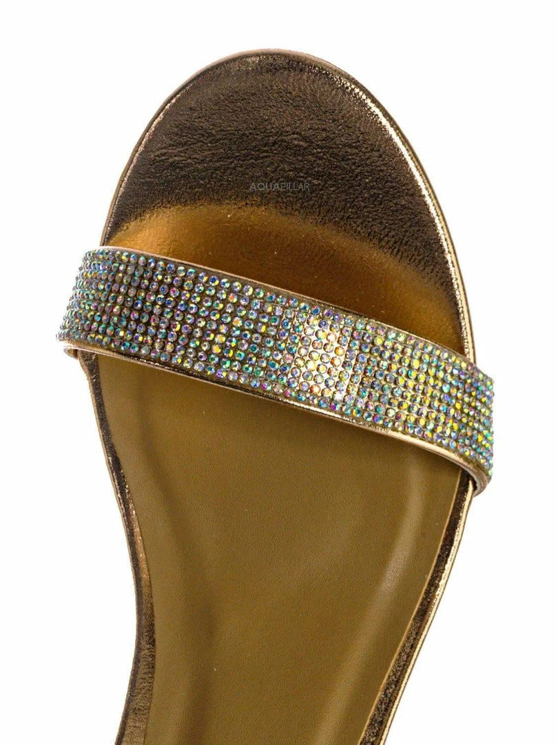 Bamboo New Headline31 Block Heel Rhinestone Crystal Sandal - Women Ankle Strap Dress Shoes