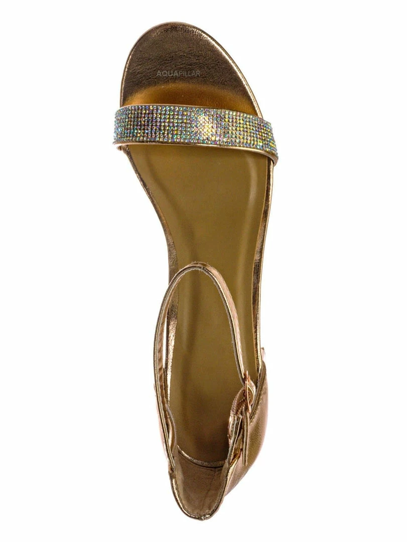 Bamboo New Headline31 Block Heel Rhinestone Crystal Sandal - Women Ankle Strap Dress Shoes