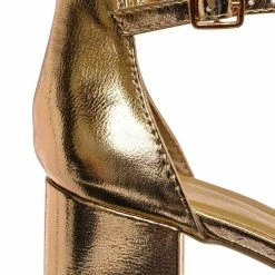 Bamboo New Headline31 Block Heel Rhinestone Crystal Sandal - Women Ankle Strap Dress Shoes