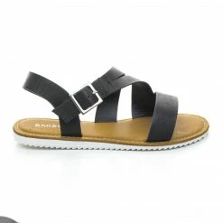 New Hearten12 By Bamboo, Flat Treaded Rubber Sole Sandal W Ankle Strap Support