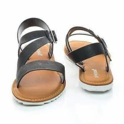 New Hearten12 By Bamboo, Flat Treaded Rubber Sole Sandal W Ankle Strap Support