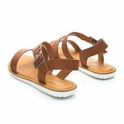 New Hearten12 By Bamboo, Flat Treaded Rubber Sole Sandal W Ankle Strap Support