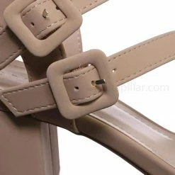 Bamboo New Highlight68 Kitten Heel Open Toe Sandal - Buckle Chunky Block Heeled