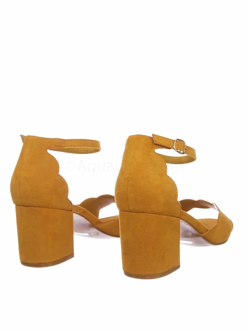 Bamboo Highlight71 Scallop Wavy Block Heel Sandal - Womens Half Circle Retro Boho Shoe New