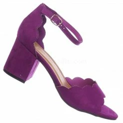 Bamboo Highlight71 Scallop Wavy Block Heel Sandal - Womens Half Circle Retro Boho Shoe New