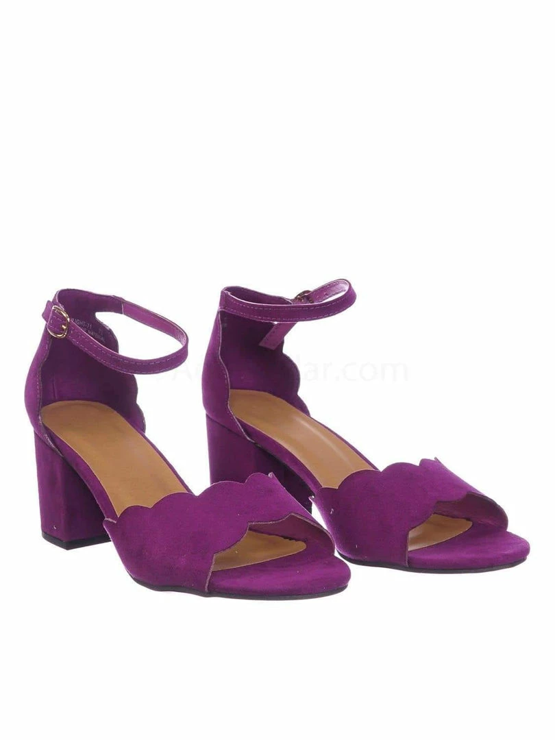 Bamboo Highlight71 Scallop Wavy Block Heel Sandal - Womens Half Circle Retro Boho Shoe New