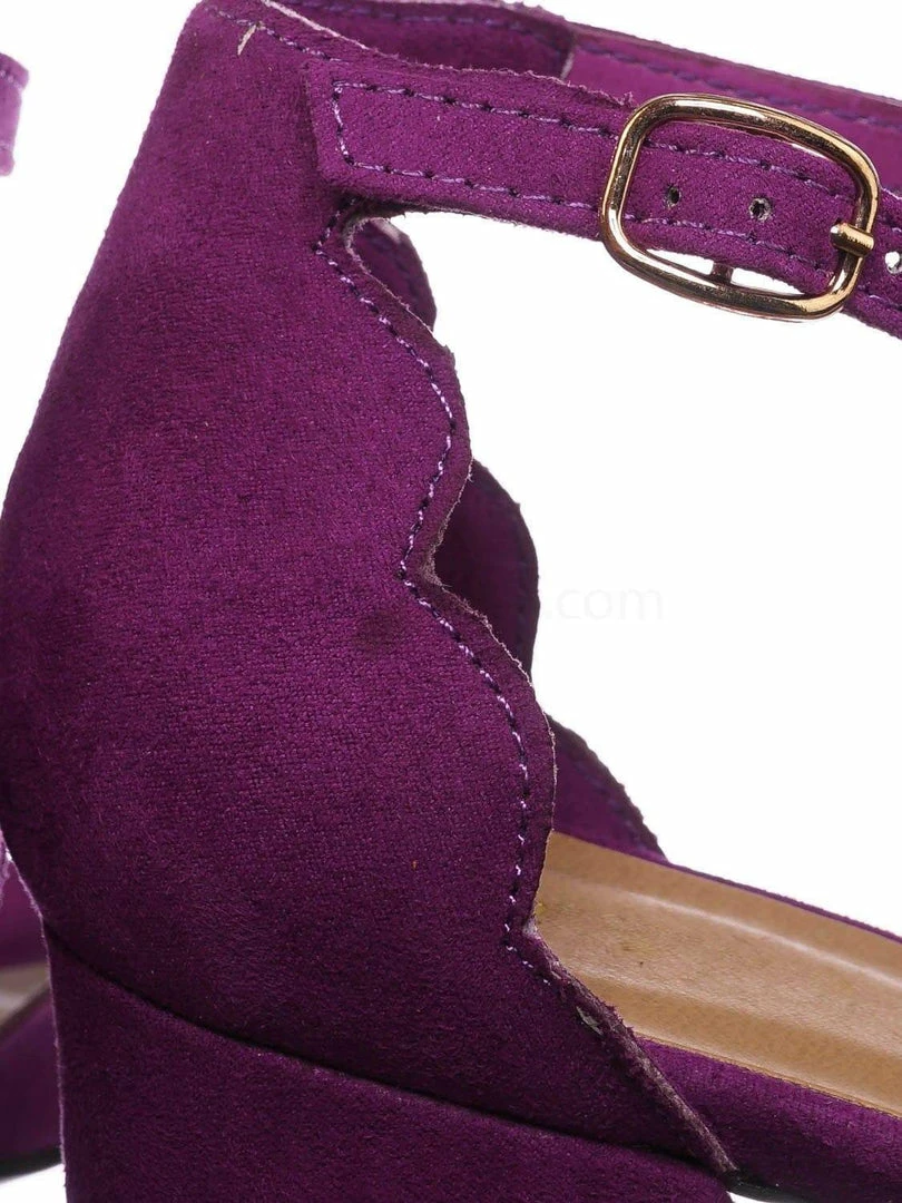 Bamboo Highlight71 Scallop Wavy Block Heel Sandal - Womens Half Circle Retro Boho Shoe New