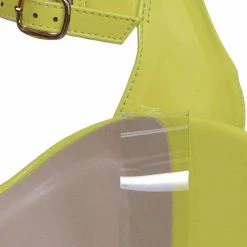 Bamboo Highlight74 Clear Lucite Low Block Heel Sandal - Two Piece Ankle Strap Shoes