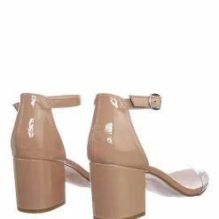 Bamboo Highlight74 Clear Lucite Low Block Heel Sandal - Two Piece Ankle Strap Shoes