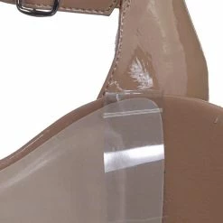 Bamboo Highlight74 Clear Lucite Low Block Heel Sandal - Two Piece Ankle Strap Shoes