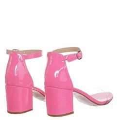 Bamboo Highlight74 Clear Lucite Low Block Heel Sandal - Two Piece Ankle Strap Shoes