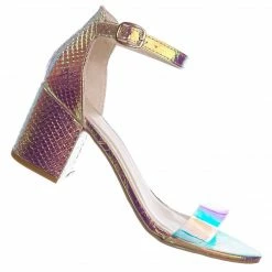 Bamboo Highlight74 Clear Lucite Low Block Heel Sandal - Two Piece Ankle Strap Shoes