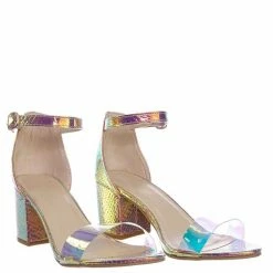 Bamboo Highlight74 Clear Lucite Low Block Heel Sandal - Two Piece Ankle Strap Shoes