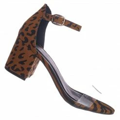 Bamboo Highlight74 Clear Lucite Low Block Heel Sandal - Two Piece Ankle Strap Shoes