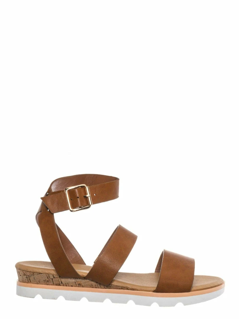 Bamboo New Hotspot04 Lightweight Cork Molded Flat Sandal - Women Pillow Padded Contour Shoe