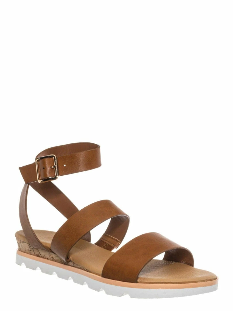 Bamboo New Hotspot04 Lightweight Cork Molded Flat Sandal - Women Pillow Padded Contour Shoe