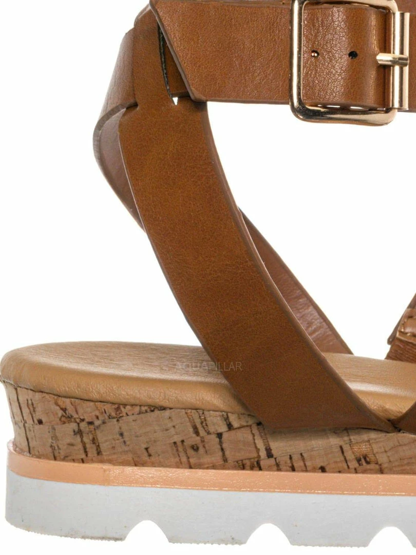 Bamboo New Hotspot04 Lightweight Cork Molded Flat Sandal - Women Pillow Padded Contour Shoe