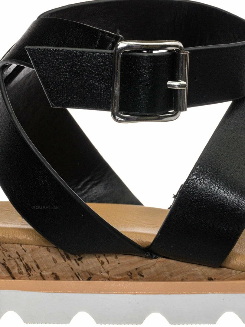 Bamboo New Hotspot04 Lightweight Cork Molded Flat Sandal - Women Pillow Padded Contour Shoe