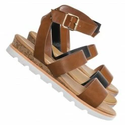 Bamboo New Hotspot04 Lightweight Cork Molded Flat Sandal - Women Pillow Padded Contour Shoe