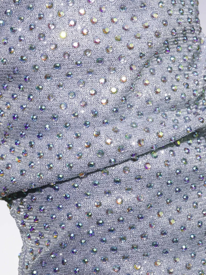 Bamboo Immerse06x Retro Rhinestone Embellished Glitter Boots On Cone Tapered Heel