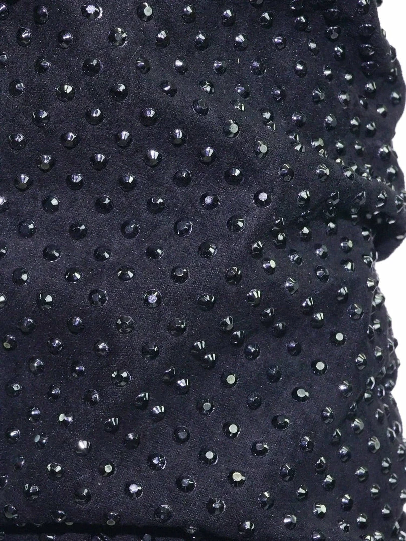 Bamboo Immerse06x Retro Rhinestone Embellished Glitter Boots On Cone Tapered Heel