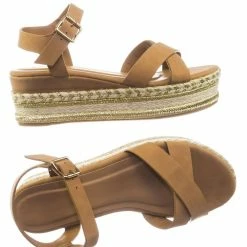 Bamboo New Infinity07 Women Espadrille Flatform W Metallic Thread W Rope Jute Wrap Sandal