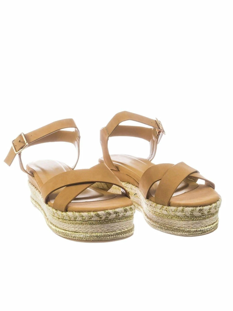 Bamboo New Infinity07 Women Espadrille Flatform W Metallic Thread W Rope Jute Wrap Sandal