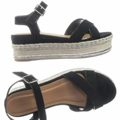 Bamboo New Infinity07 Women Espadrille Flatform W Metallic Thread W Rope Jute Wrap Sandal