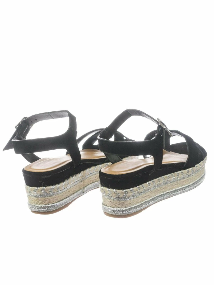 Bamboo New Infinity07 Women Espadrille Flatform W Metallic Thread W Rope Jute Wrap Sandal