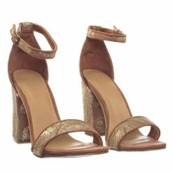 Bamboo Influencer17 M6Brocade Metallic Floral Embroidery Block High Heel Sandal New