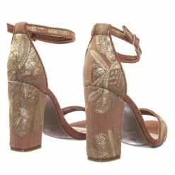 Bamboo Influencer17 M6Brocade Metallic Floral Embroidery Block High Heel Sandal New